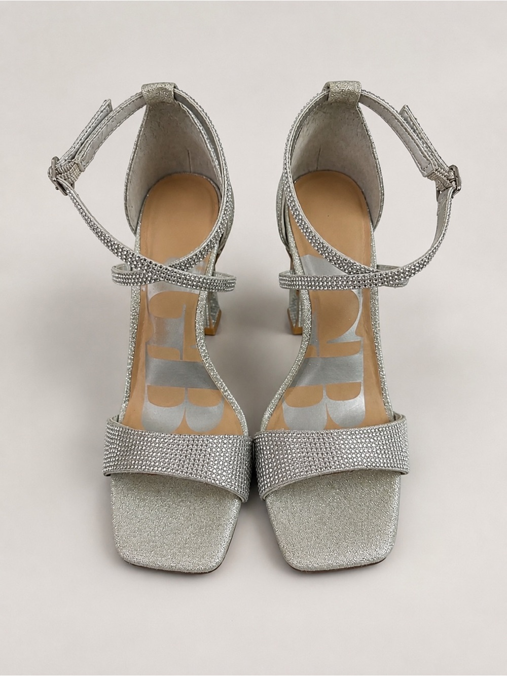 Gianni Bini Silver Rhinestone Strappy Heels Size 6.5M